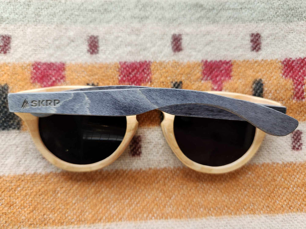 Woodzee Recycled Sunglasses- Rounded Frame Blk/Tan