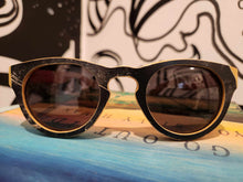 Load image into Gallery viewer, Woodzee Recycled Sunglasses- Rounded Frame Blk/Tan/Rd